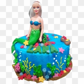 Mermaid Cake Barbie Doll Cake Pink & White Le Torta - Birthday Barbie Mermaid Cake, HD Png Download - pink birthday cake png