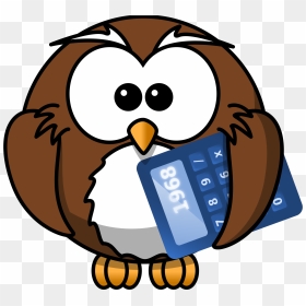 Owl With Calculator Clip Arts - Cartoon Owl, HD Png Download - calculator clipart png