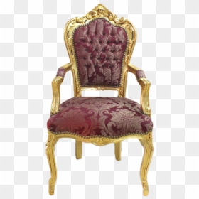 Dining Armchair Gold Frame, Dark Red Royal Flowers - Scaun Baroc, HD Png Download - royal chairs png