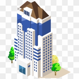 Skyscraper Isometric Vector, HD Png Download - office building silhouette png