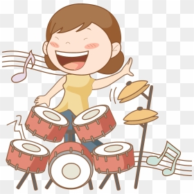 Drums Singer Clip Art - ผู้หญิง ตี กลอง การ์ตูน, HD Png Download - singer clipart png