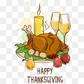 Transparent Thanksgiving Family Dinner Clipart - Cartoon Thanksgiving Dinner, HD Png Download - happy thanksgiving turkey png