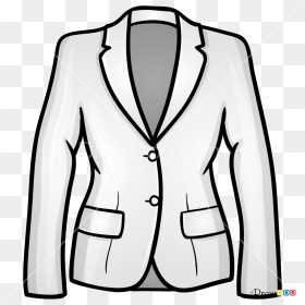 How To Draw Ladies Jacket, Clothes - Women Suit Jacket Drawing, HD Png Download - bomber jacket template png
