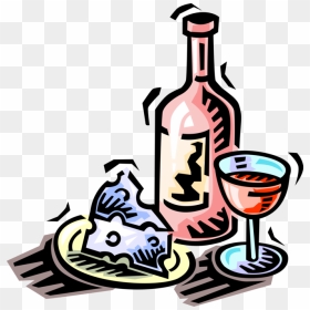 Vector Illustration Of Wine Bottle Alcohol Beverage - Wine And Cheese Clip Art, HD Png Download - cheese vector png