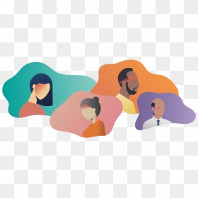 Colourful Silhouettes Of Two Women And Two Men Suffering - Cartoon, HD Png Download - headache png