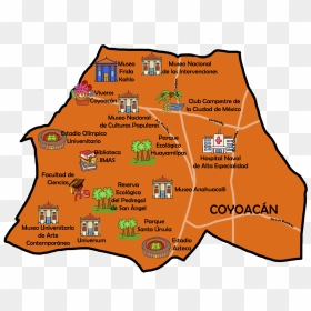 Coyoacán Mapa Turístico 02 - Coyoacan Mapa Turistico, HD Png Download - mapa png