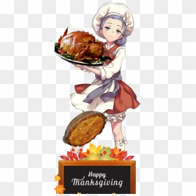 Hello#thanksgivinggirl #thanksgiving #turkey #pie #chef - Anime Girl Anime Chef, HD Png Download - happy thanksgiving turkey png