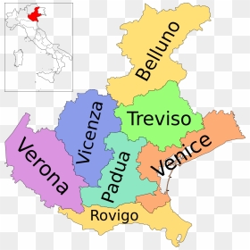 Map Of Region Of Veneto, Italy, With Provinces-en - Veneto Italy, HD Png Download - mapa png