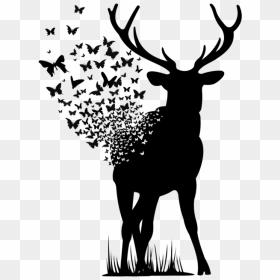 Deer And Butterfly, HD Png Download - borboletas png