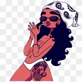 Mujer Morena Fumando Cigarrillo Anteojos Gafas Pañuelo - Cartoon Black Girl Magic Drawings, HD Png Download - gafas png
