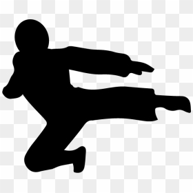 Flying Kicking Ninja Silhouette Small Acorn - Ninja Silhouette, HD Png Download - kick png