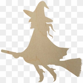 Wooden Witch On Broomstick Cutout - Wall Clock, HD Png Download - broomstick png