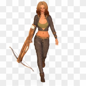 Woman Crossbow Warrior - Girl, HD Png Download - female warrior png
