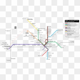 Dallas-fort Worth Metroplex Rail Transit Services - Dallas Fort Worth Transportation Map, HD Png Download - fort png