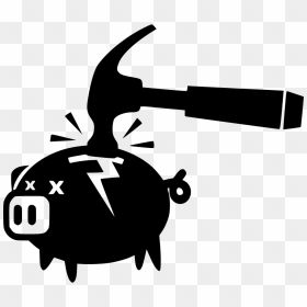 Piggy Bank Broken Hammer - Breaking Piggy Bank Icon, HD Png Download - piggy bank icon png