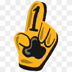 A Hand Drawn Gold Foam Finger Holding One Finger Up, HD Png Download - gold graduation cap png