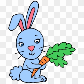 Blue Bunny Rabbit With Carrot - Blue Bunny Clip Art, HD Png Download - bunny clipart png