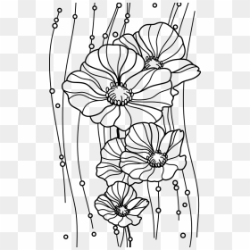 Poppy Hand Embroidery Pattern, HD Png Download - flowers vintage vector png