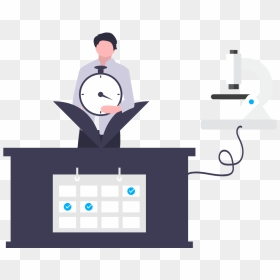 Draw Of A Person With A Clock Beside A Microscope - Microscope, HD Png Download - microscope icon png