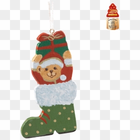 Teddy In Christmas Boot, Green - Christmas Ornament, HD Png Download - green christmas ornament png