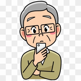 Old Man Grandfather Smartphone Clipart - Person On Smartphone Clipart, HD Png Download - smartphone clipart png