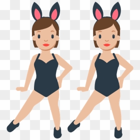 Men With Bunny Ears Emoji Clipart - Women Bunny Ears Png, Transparent Png - dance emoji png
