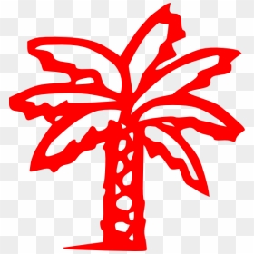 Palm Tree Clip Art Black, HD Png Download - red tree png