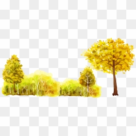 Transparent Fall Watercolor Png - Tree Oil Painting Png, Png Download - yellow watercolor png