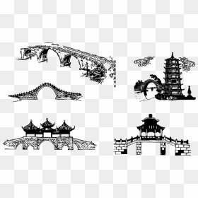 Free Vector Chinese Traditional Architectural Arch - Traditional Chinese Bridge, HD Png Download - bridge vector png