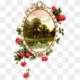Free Digital Printable Label And Pink Rose Flower Frame - Rose Flower Frames Design, HD Png Download - flower vintage png