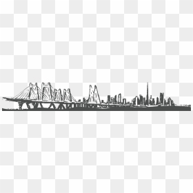 Mumbai Sea Link Vector, HD Png Download - miami skyline silhouette png