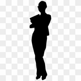 Woman Business Assistant Secretary Black White Drawing - Man Standing Silhouette Transparent Background, HD Png Download - woman standing silhouette png