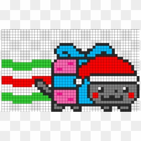 Nyan Cat Perler Bead Pattern - Christmas Nyan Cat Pixel Art, HD Png Download - christmas pattern png
