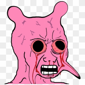 Pink Face Nose Mammal Vertebrate Head Clip Art Snout - Pink Wojak Meme, HD Png Download - red eyes meme png