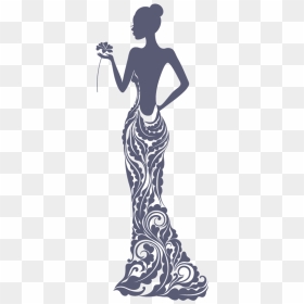 Dress Silhouette Drawing Evening Gown - Elegant Black Woman Silhouette, HD Png Download - dress emoji png