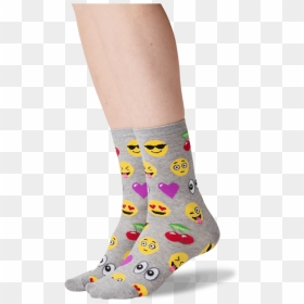 Womens Emoji Crew Socks In Sweatshirt Gray Front"  - Sock, HD Png Download - wine emoji png