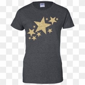 Gold Glitter Stars Streak Apparel - T-shirt, HD Png Download - gold glitter star png