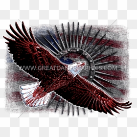 Soaring Metal Eagle American Flag Baseball Sleeve Shirt - Bald Eagle, HD Png Download - soaring eagle png