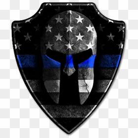 Thin Blue Line Spartan Helmet Decal"  Class= - Spartan Warrior Helmet And Shield Build, HD Png Download - thin blue line flag png
