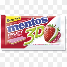 Mentos Gum 3d Strawberry Apple Raspberry 5p - Mentos 3d Chewing Gum Strawberry, HD Png Download - mentos png