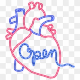 Simple Real Heart Drawing, HD Png Download - neon heart png