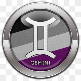 Gemini Horoscope Symbol On Round Asexual Pride Flag - Asexuality, HD Png Download - gemini symbol png