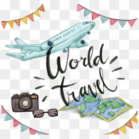 Travel Painting Clip Art Hand Drawn Plane - Watercolor Airplane, HD Png Download - plane with banner png