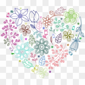 Transparent Flower Heart Png - Floral And Heart Background, Png Download - neon heart png