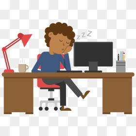 Black Man Sleeping At His Desk Cartoon Vector - Cartoon Working At Desk, HD Png Download - person sleeping png