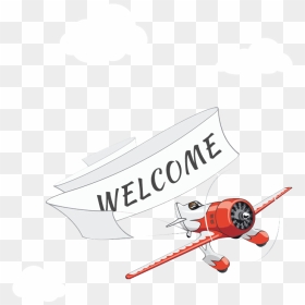 Graphic Of A Plane Towing A Banner With Welcome Written - Plane Welcome Banner, HD Png Download - plane with banner png