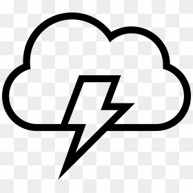 Lightning Bolt On A Cloud Stroke Weather Symbol - Cloud With Lightning Bolt Png, Transparent Png - white lightning png