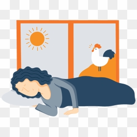 A Woman In Bed Sleeping While A Rooster Crows Illustration - Sleeping Cartoon Hd, HD Png Download - person sleeping png