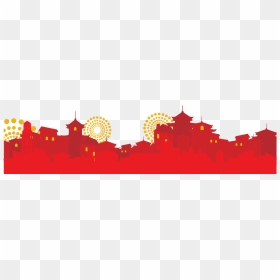 Chinese Lantern Festival City Scape Bottom 1,250×550 - Chinese Lanterns Transparent Png, Png Download - chinese lanterns png