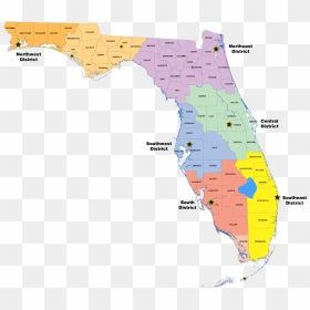 District Map - Fdep Regulatory District Offices, HD Png Download - florida state outline png